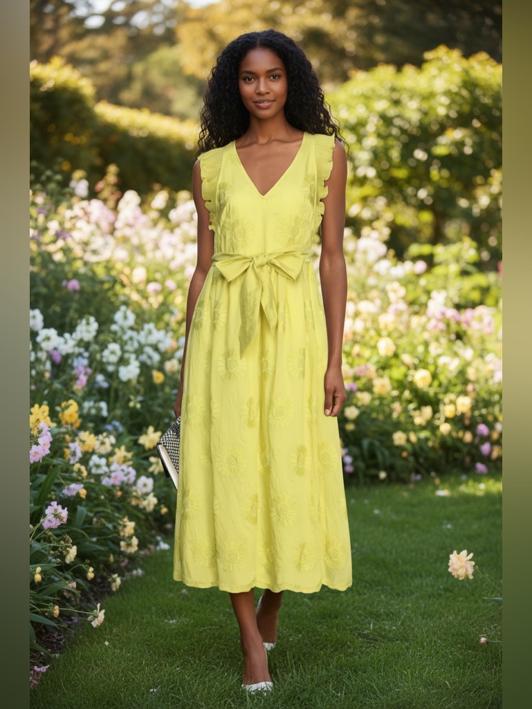 Kate Spade Bloom Organza Midi Dress Size 6